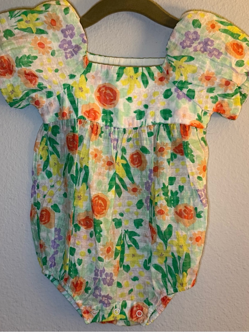 Cat & Jack Baby Floral Romper in White, Yellow & Green